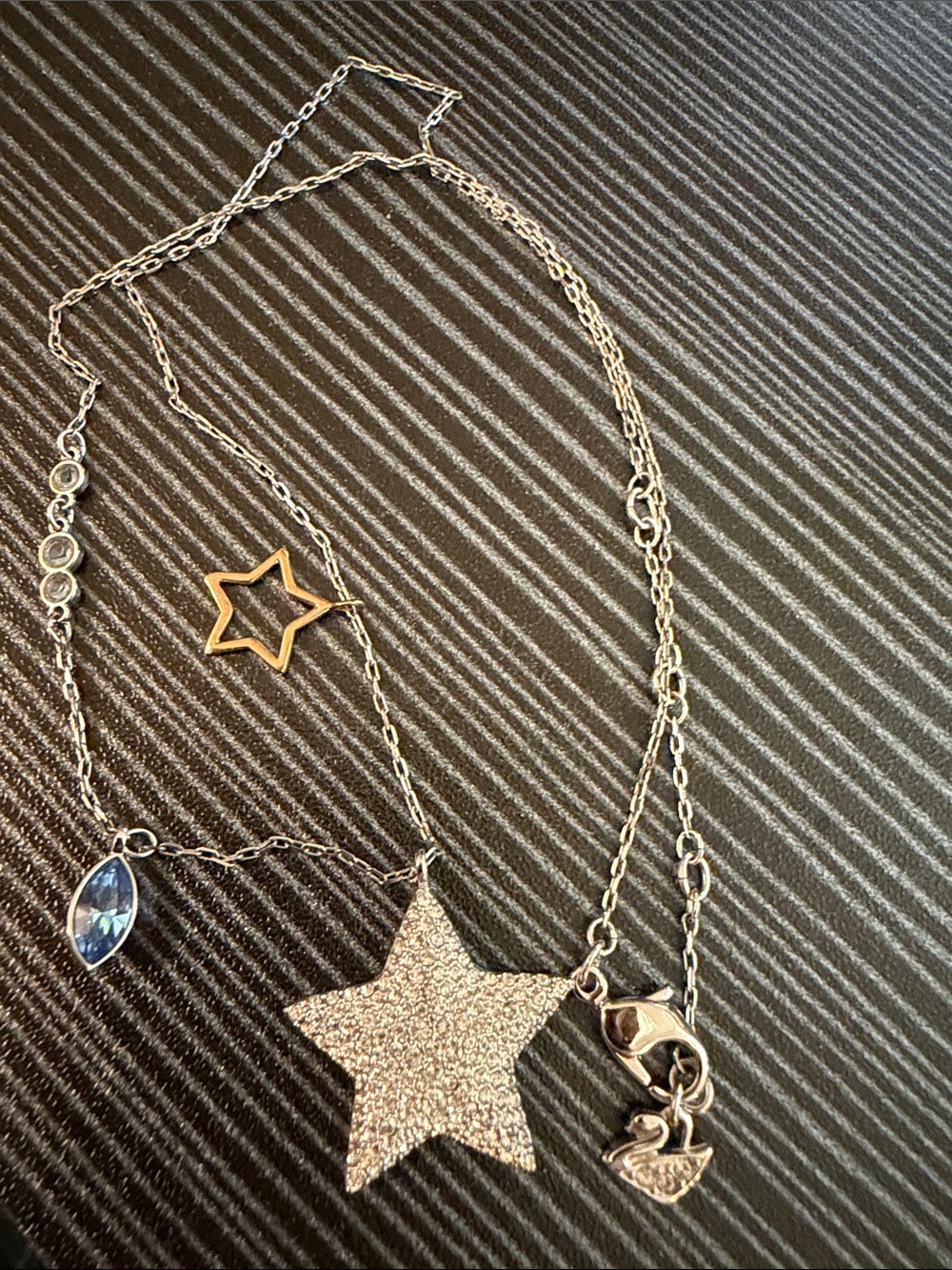 Swarovski Silver Star Pendant Necklace with Blue Accent - Women Jewelry